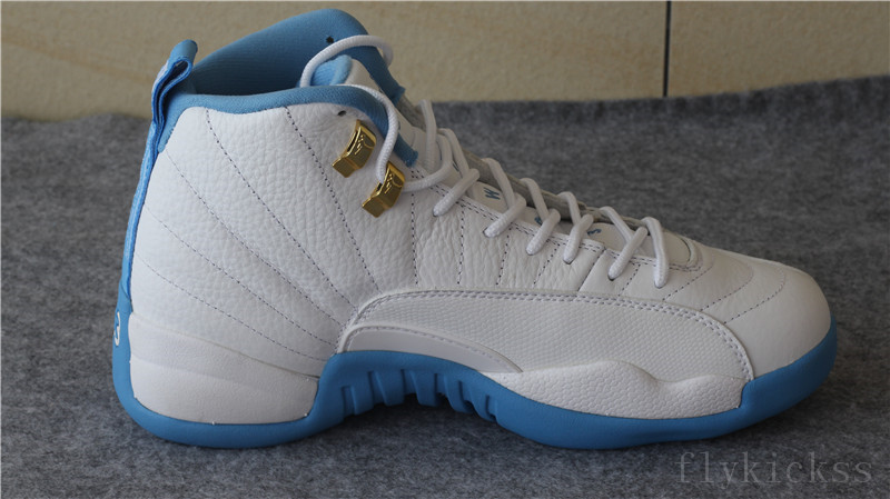 Authentic Air Jordan 12 Melo White University Blue